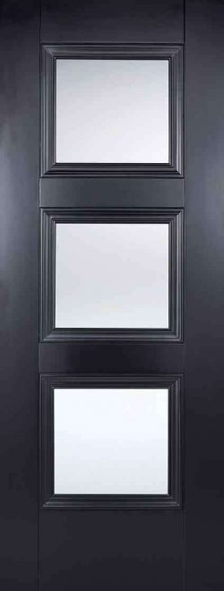LPD Amsterdam 3L Primed Plus Black Clear Bevelled Internal Glazed Door
