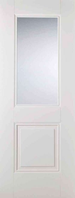 LPD White Arnhem 1L Primed Plus Clear Bevelled Glass Internal Glazed Door