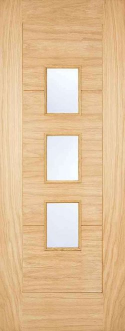 LPD Arta Unfinished Oak Frosted Double Glazed External Door