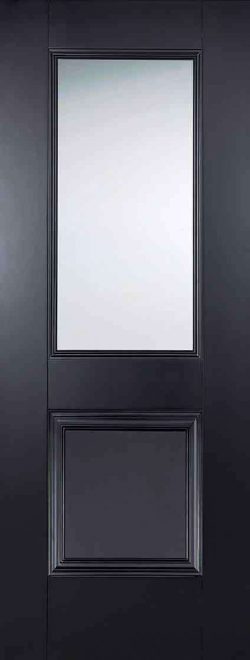 LPD Black Arnhem Glazed 1L Door Primed Plus Clear Bevelled Internal