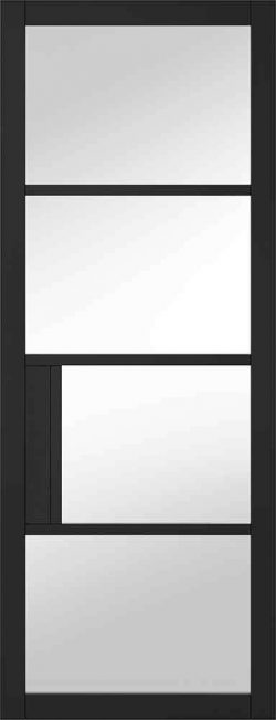 LPD Black Chelsea Glazed 4L Primed Plus Clear Glass Internal Door