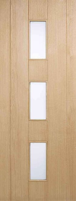 LPD Copenhagen 3L Unfinished Oak Frosted Double Glazed Unit External Door