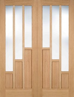 LPD Coventry Pair Pre-Finished Oak Clear Glass Internal French Door