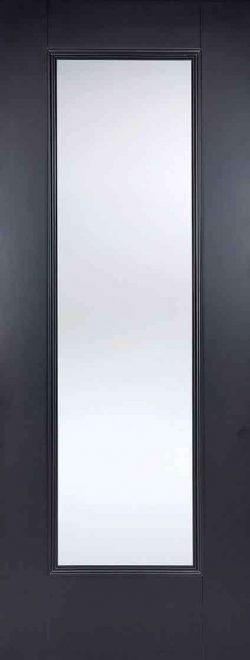 LPD Eindhoven 1L Primed Plus Black Clear Bevelled Internal Glazed Door
