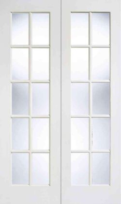 LPD GTPSA White Primed Clear Bevelled Internal French Door