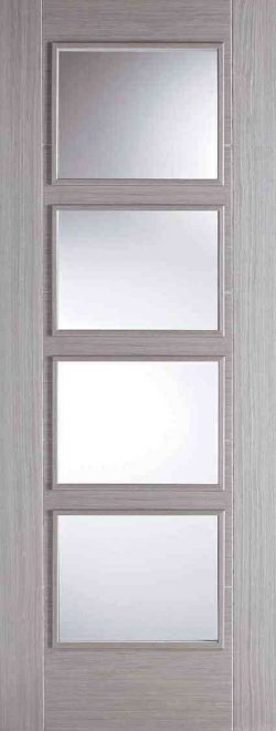 LPD Light Grey Vancouver Glazed 4L Pre-Finished Clear Glass Internal Door