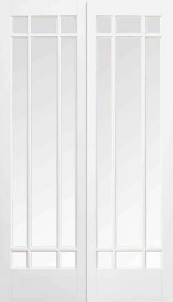 LPD White Manhattan Glazed 9L Pair Primed Clear Bevelled Internal Door