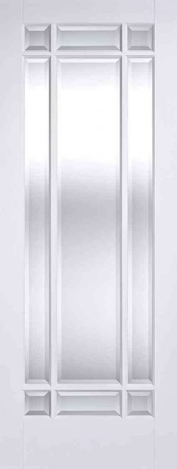 LPD White Manhattan Glazed 9L Internal Door Primed Clear Bevelled Glass