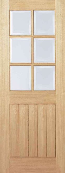 LPD Mexicano 6L Unfinished Oak Clear Bevelled Glass Internal Glazed Door