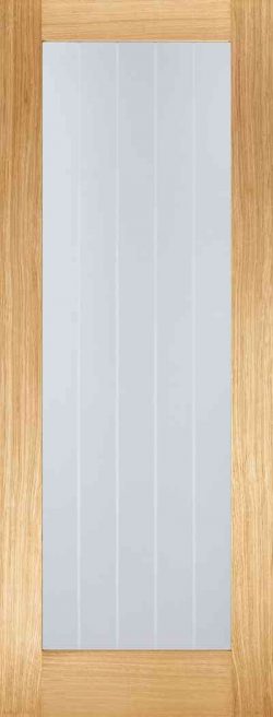 LPD Mexicano Pattern 10 Pre-Finished Oak 1L Clear Glass and Frosted Lines Internal Glazed Door