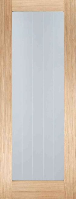 LPD Mexicano Pattern 10 Unfinished Oak 1L Clear Glass and Frosted Lines Internal Glazed Door