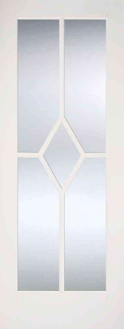 LPD White Reims Glazed Primed Clear Diamond Shape Panel Internal Door