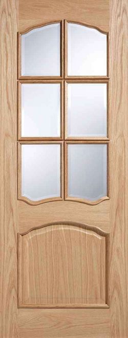 LPD Riviera 6L Unfinished Oak Clear Bevelled Glass Internal Glazed Door