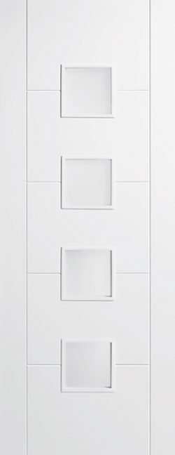 LPD White Vancouver 4L Small Primed Frosted Glass Internal Glazed Door